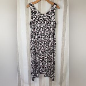 J. Jill Black and Pink Floral Midi Dress